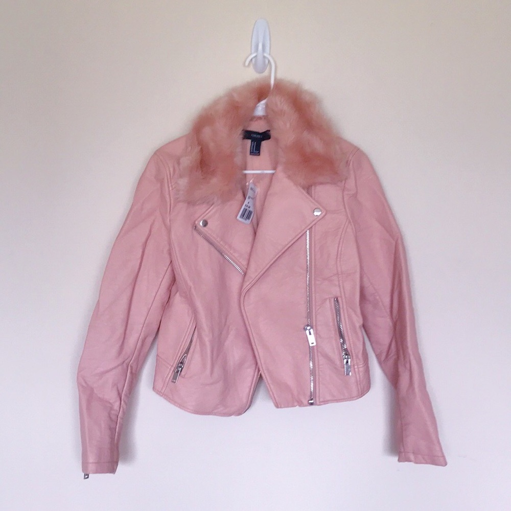 Pink Faux Leather Jacket
